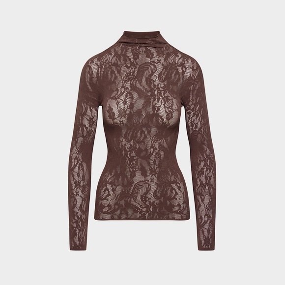 Aritzia Ten Flora Seamless Sorolla Long Sleeve Brown Mock Neck NWT - Picture 6 of 12
